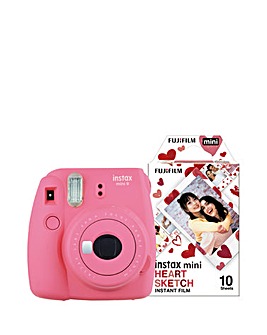 Fujifilm Instax Mini 9 Instant Camera with 10 Shot CandyPop Film Pack - Pink