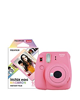 Fujifilm Instax Mini 9 Instant Camera with 10 Shot Macaron Film Pack - Pink