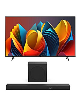 Hisense 43in 43E7NQTUK Smart 4K UHD HDR QLED TV and 3.1ch 180W Soundbar Bundle