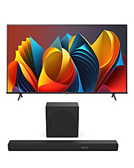 Hisense 50in 50E7NQTUK Smart 4K UHD HDR QLED TV and 3.1ch 180W Soundbar Bundle