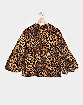 Animal Balloon Sleeve Blouse