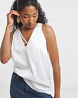 Ivory Satin Criss Cross Cami