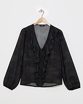 Georgette Sheer Ruffle Blouse