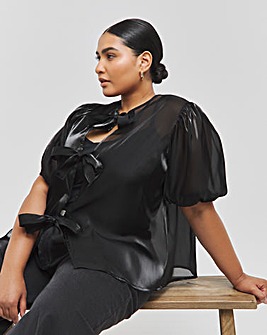 Sheer Bow Back Blouse