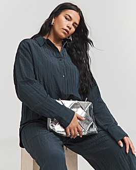 Crinkle Satin Oversized Shirt