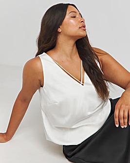 Ivory Sleeveless Criss Cross Satin Vest