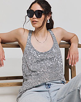 Sequin Scoop Vest