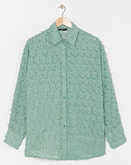 Mint Textured Fluffy Shirt