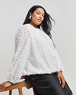 Ivory Textured Fluffy Blouse