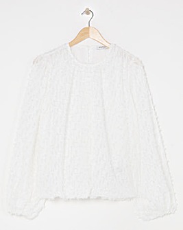 Ivory Textured Fluffy Blouse