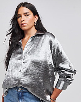 Charcoal Premium Satin Relaxed Shirt