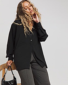 Black Oversized Textured Shirt