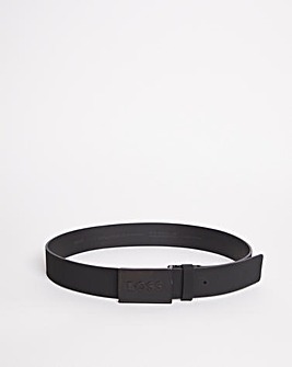 BOSS Black Italian Leather Plaque Buckle Belt