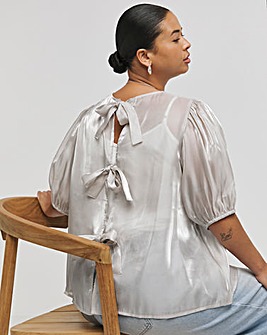 Sheer Bow Back Blouse