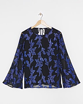 Jacquard Tie Back Blouse
