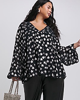 Star Jacquard Smock Top