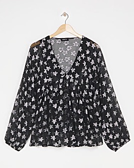 Star Jacquard Smock Top
