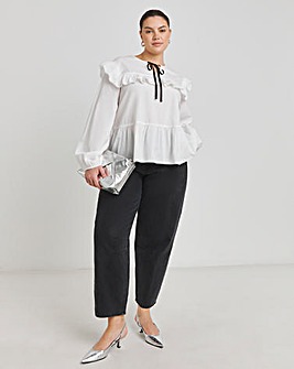 Contrast Bow Collared Blouse