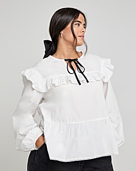 Contrast Bow Collared Blouse