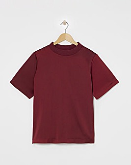 Satin Ribbed Neck Boxy Top