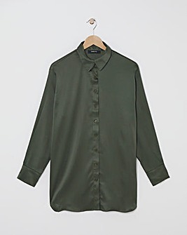 Khaki Satin Relaxed Shirt