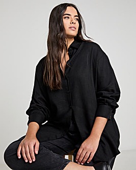 Black Oversized Linen Shirt