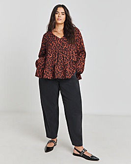 Leopard Print Poly Crepe Smock