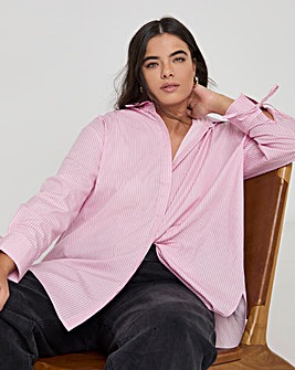 Pink Stripe Open Back Oversized Shirt