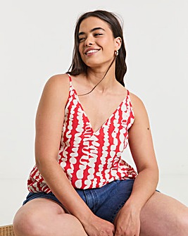 Pink Print V Neck Cami