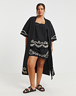 Black Embroidered Kimono