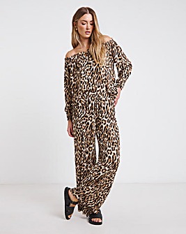 Leopard Crinkle Bardot Top