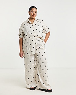 Natural Linen Blend Embroidered Shirt