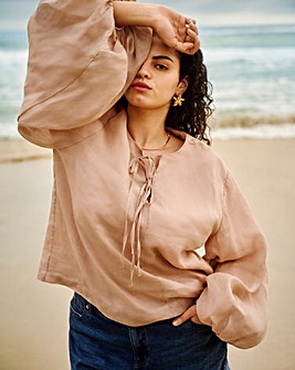 Blush Premium Ramie Volume Sleeve Blouse