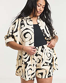 Mono Print Linen Blend Shirt