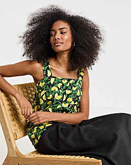 Lemon Print Sweetheart Neck Vest