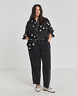 Mono Spot Long Sleeve Viscose Relaxed Shirt