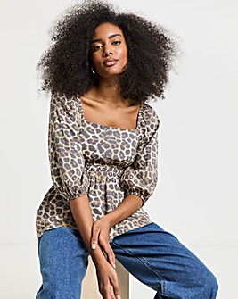 Leopard Square Neck Printed Blouse
