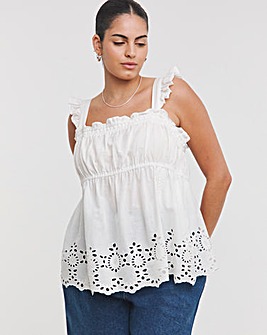 White Broderie Detail Vest