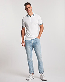BOSS Short Sleeve White Paddy Curved Polo