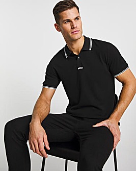 BOSS Casual Black Short Sleeve Logo Polo