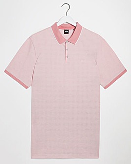 BOSS Smart Short Sleeve Pink Contrast Collar Polo