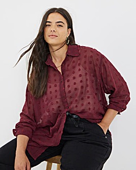 Burgundy Oversized Dobby Blouse