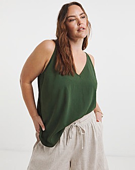 Khaki V Neck Vest Top