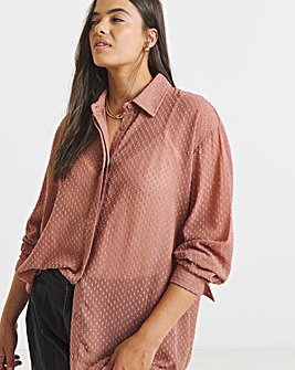 Rose Textured Dobby Shirt with Bow Detail