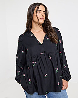 Simply Be Embroided V Neck Blouse