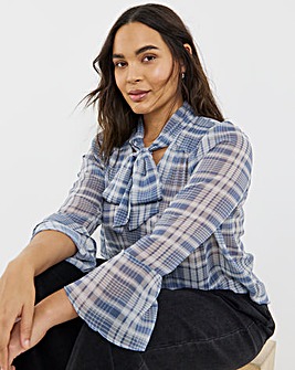 Pussybow Check Blouse