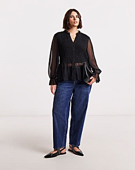 Simply Be Shirred Georgette V-Neck Blouse