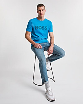 BOSS Short Sleeve Blue Large Logo T-Shirt