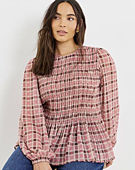 Puff Sleeve Shirred Top