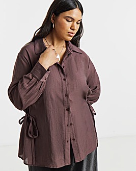 Drawstring Waist Oversized Shirt